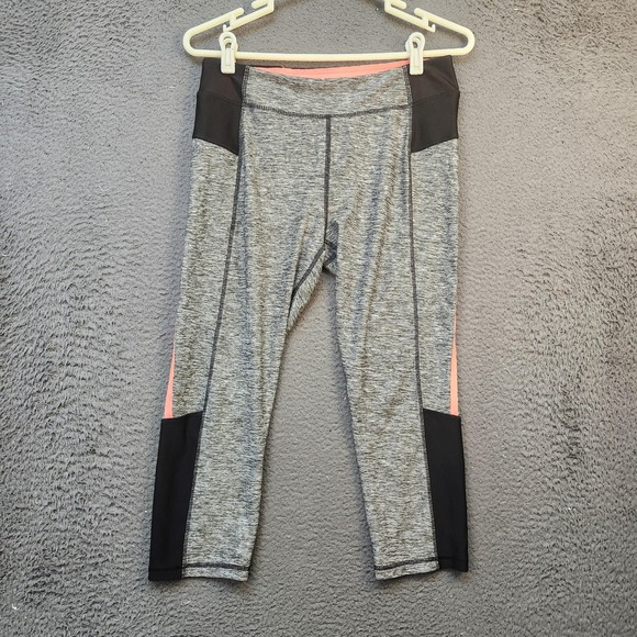 RBX Capri Leggings Womens Large Gray Black Pink Colorblock Athletic Yoga Gym - Picture 1 of 8